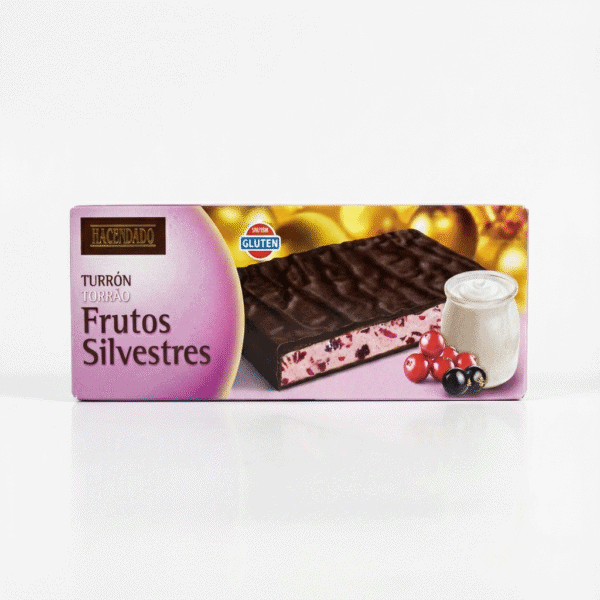 A unique turrón combining a creamy wild-berry filling with a dark chocolate coating. Sweet, fruity, and slightly tangy, it offers a refreshing twist to traditional turrón flavours. Gluten-free.