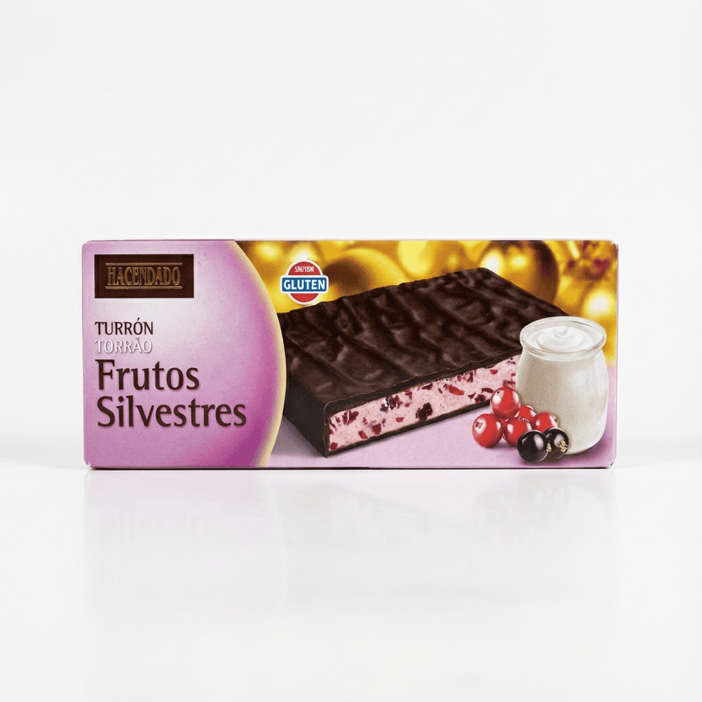 A unique turrón combining a creamy wild-berry filling with a dark chocolate coating. Sweet, fruity, and slightly tangy, it offers a refreshing twist to traditional turrón flavours. Gluten-free.
