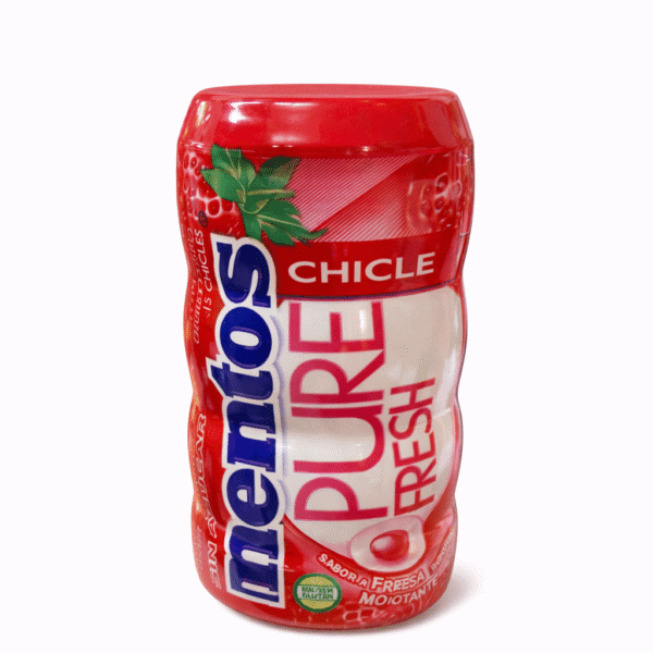 Chewing-gum à la fraise sans sucre avec du xylitol pour une haleine douce et rafraîchissante.